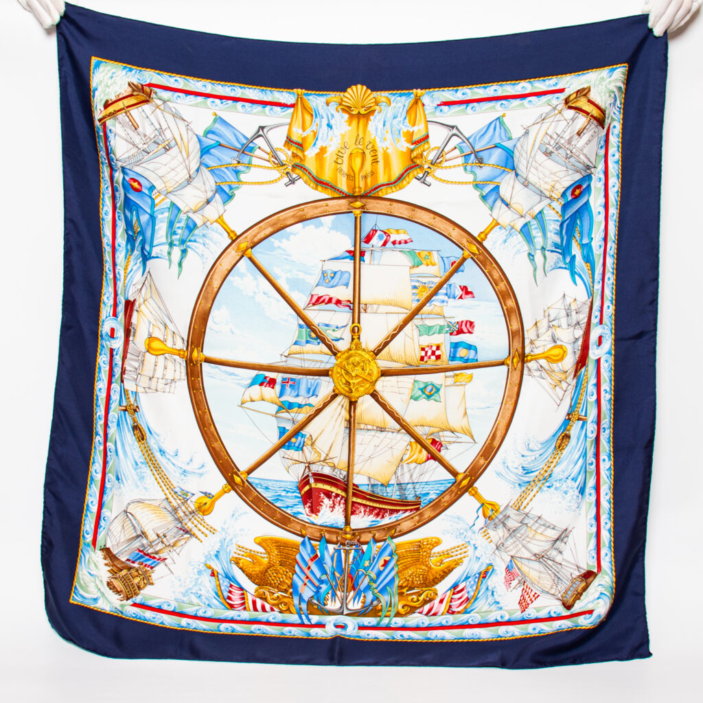 Hermès Carré 90 VIVE LE VENT Blau