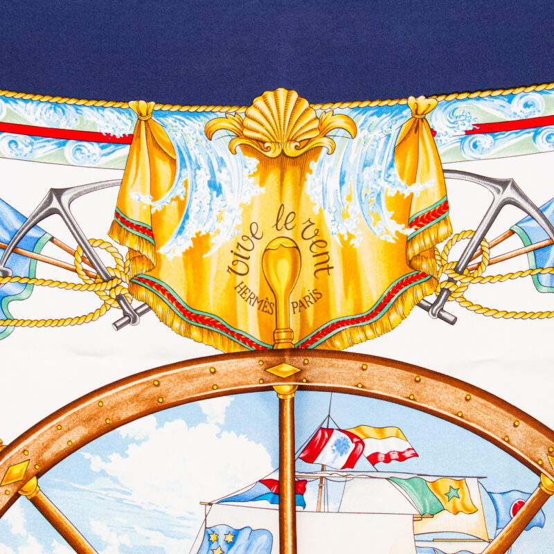 Hermès Carré 90 VIVE LE VENT Blau – Bild 2
