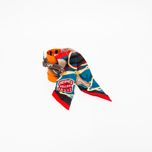 Hermès scarf silk Twilly Tattersall red