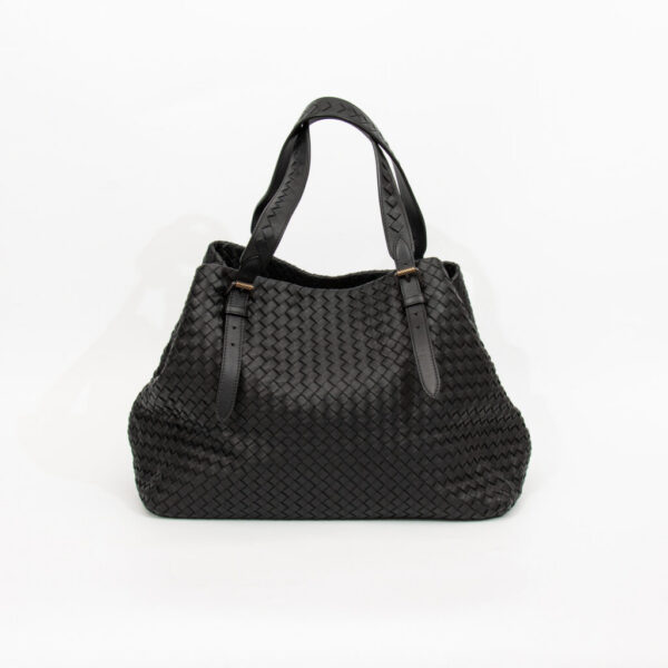 Bottega Veneta Intrecciato Shopper Leather Tote Black