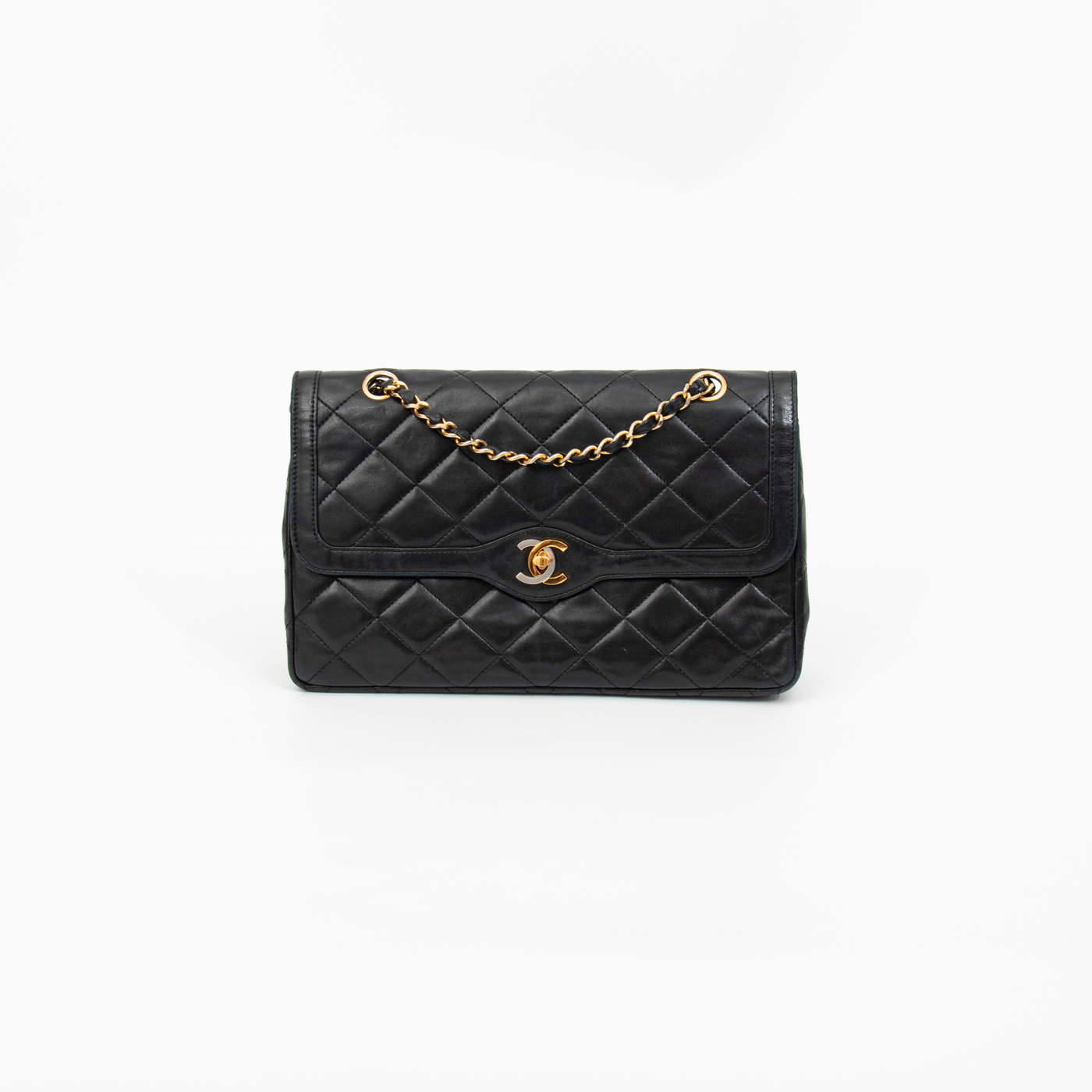 Chanel Tasche Double Flap Vintage Schwarz Bicolor 1986–1988 0475364