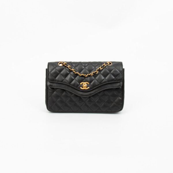 Chanel Tasche Lammleder Double Flap Schwarz 1989–1991 1004807