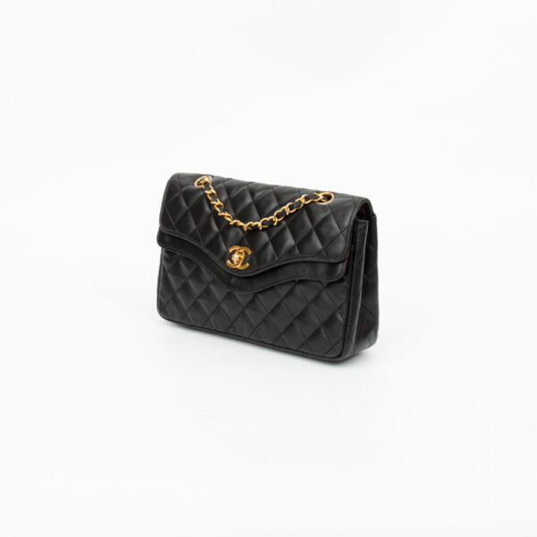 Chanel Tasche Lammleder Double Flap Schwarz 1989–1991 1004807