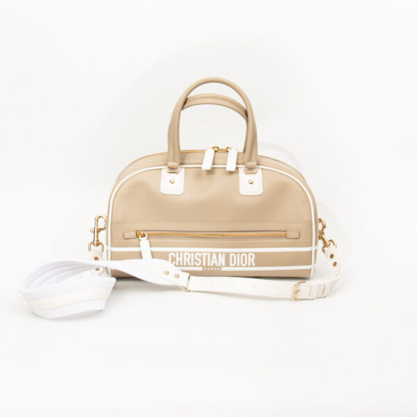 Christian Dior Handtasche Vibe Bowling Leder Beige