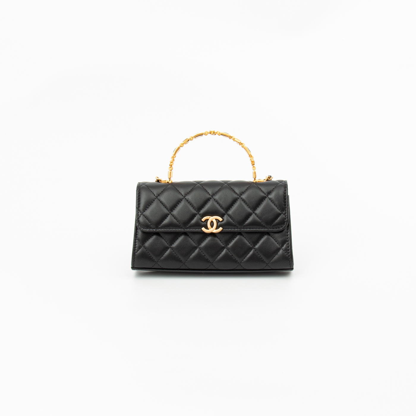 Chanel Single Flap Mini Lambskin Tasche Schwarz Mit Goldener Hardware H542TX19