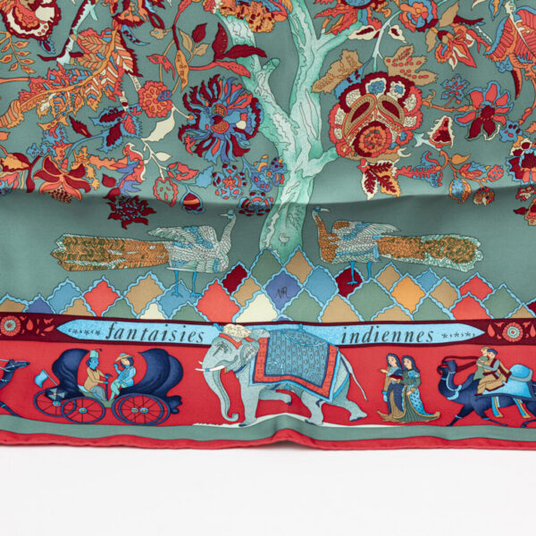 Hermès Tuch Seide Carré 90 Fantaisies Indiennes Dazzling India Rot