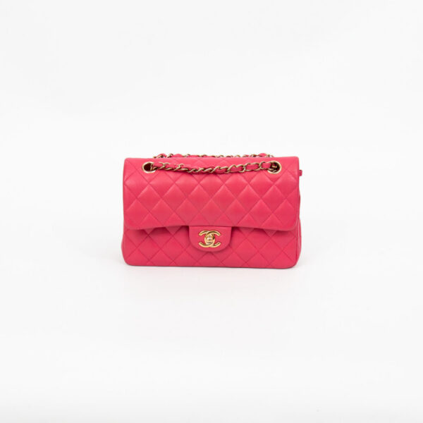 Bolso pequeño rosa Chanel Timeless Double Flap
