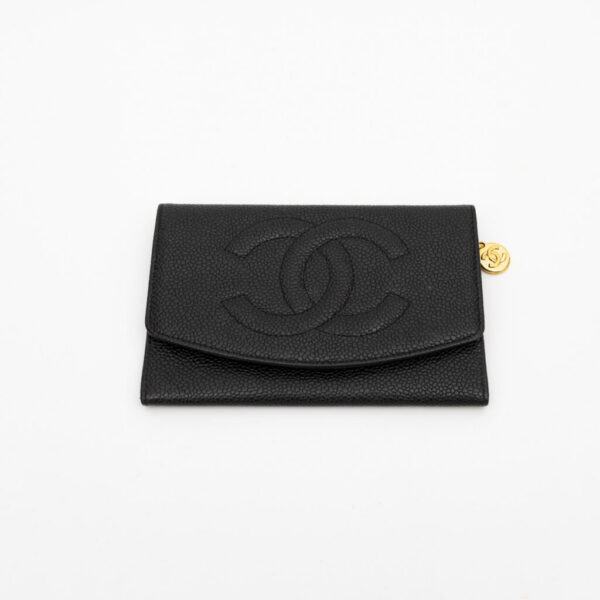 Chanel Compact Geldbörse Coco Mark Caviar Leder Schwarz 2004–2005 9051811