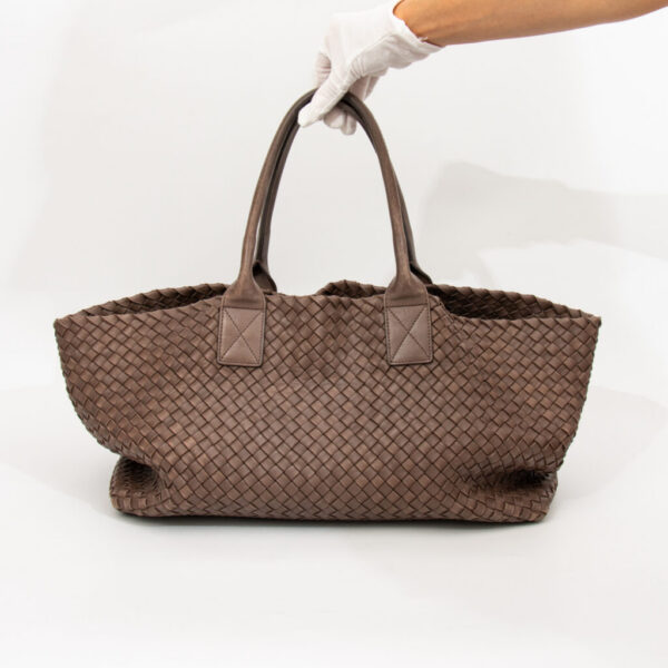Bottega Veneta Shopper Bag Intrecciato Cabas Leather Brown