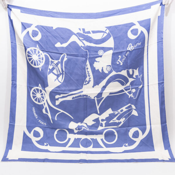Hermès Tuch Seide Carré 90 Tout En Barre Blau