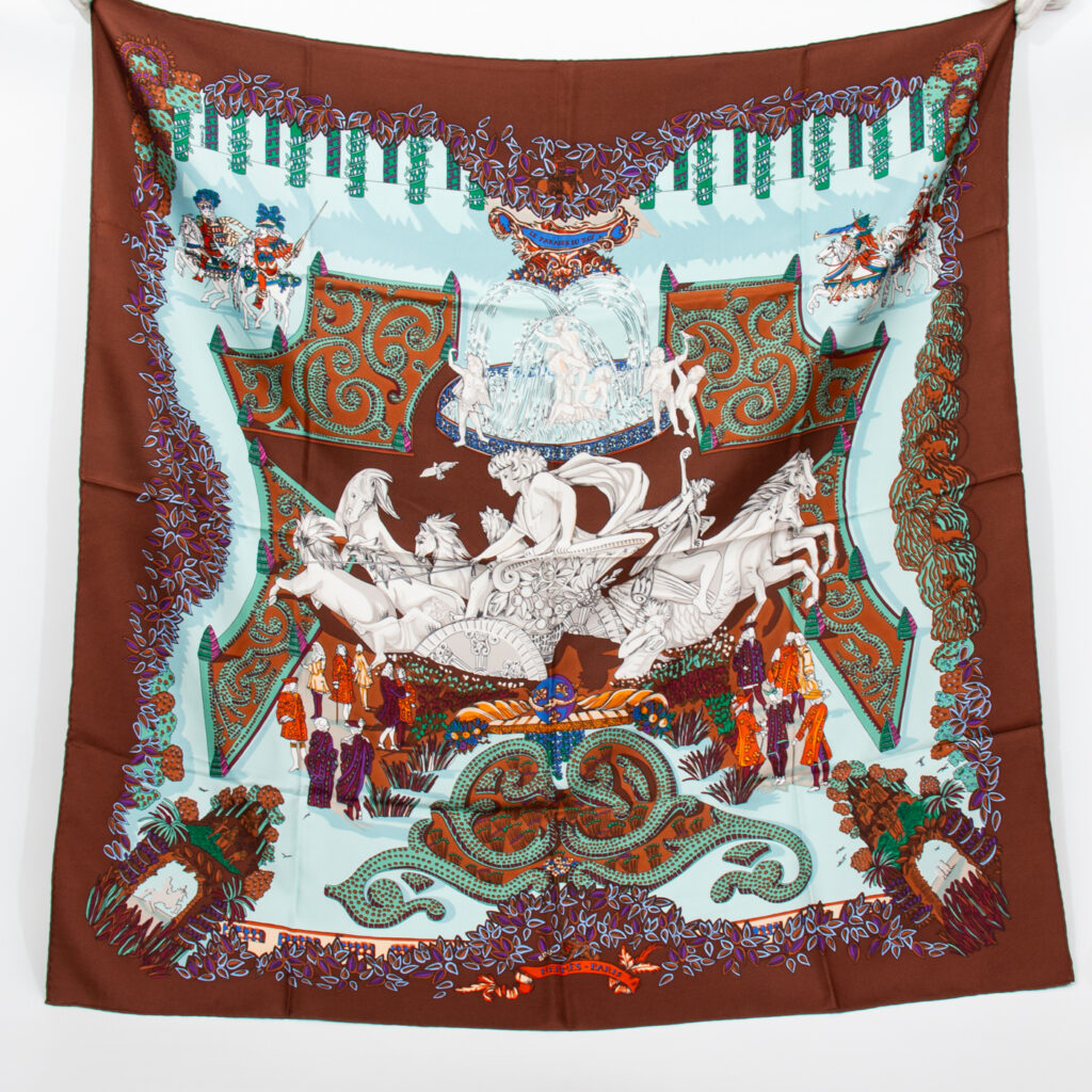 Hermès Seidenschal Carré 90 Le Paradis Du Roy Braun