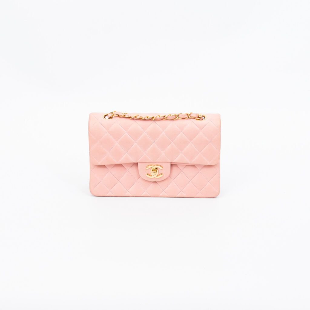 Chanel Timeless Double Flap Small Rosa mit Goldener Hardware 2004–2005 9055876