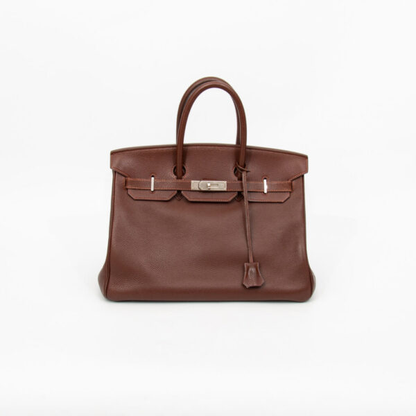 Hermès Tasche Birkin 35 Togo Braun Palladium Hardware 2000