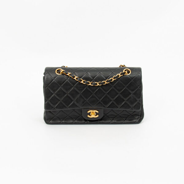 Bolso Chanel Timeless Double Flap mediano, negro con herrajes dorados, 1991–1994, 2027375