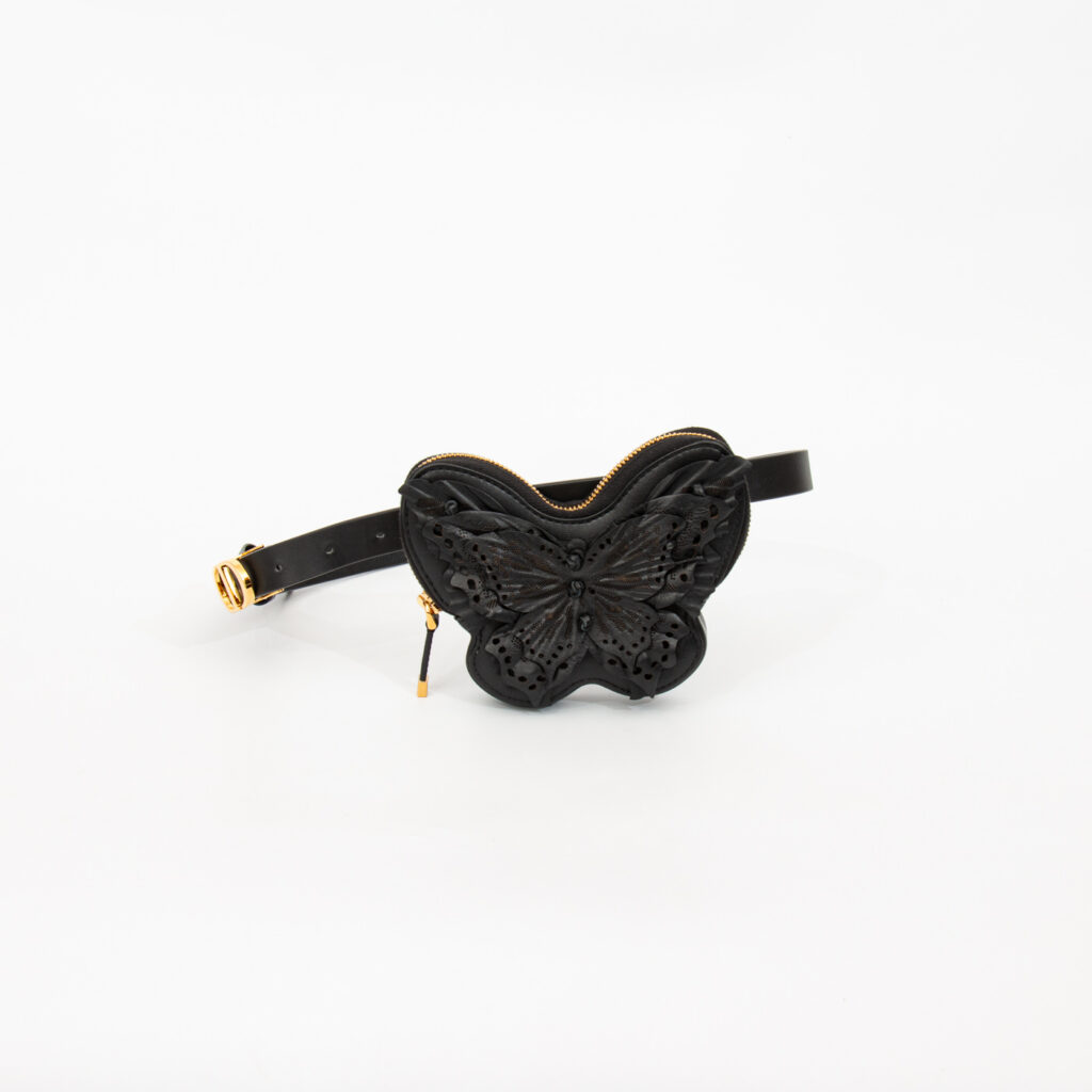 Christian Dior Gürtel Tasche Butterfly Schwarz Mit Goldener Hardware