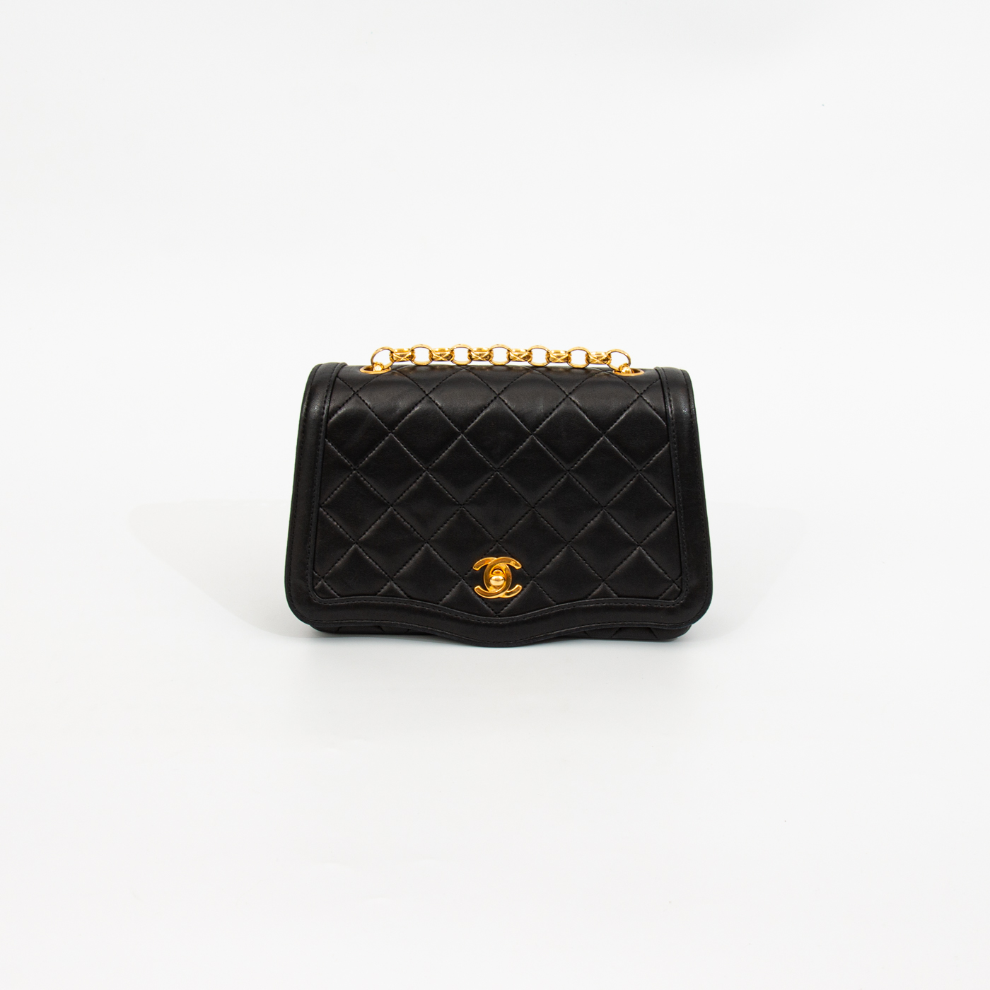 Chanel Seasonal Wave Lambskin Bag, Black, 1989–1991, 1636309