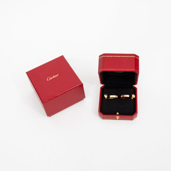 Boucles d'oreilles créoles Cartier Love moyennes, or rose 750, 6 diamants
