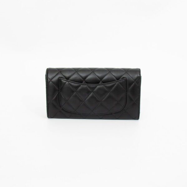 Portefeuille long Chanel, tout cuir d'agneau noir, neuf