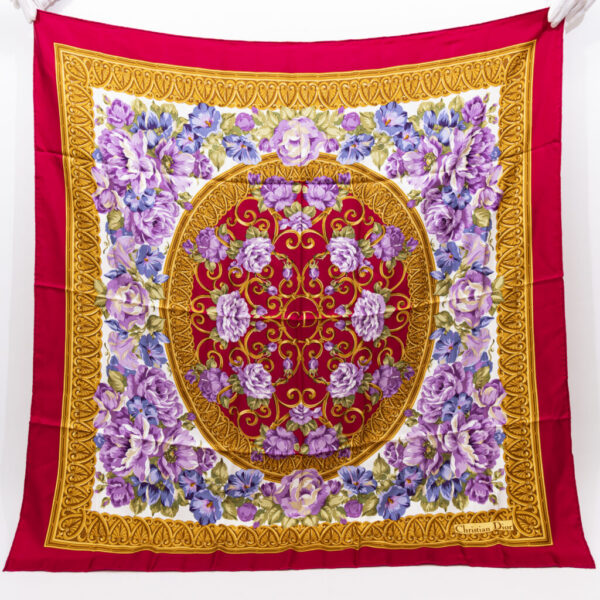 Hermès Carré 90 Seide Flower Scarf Rot