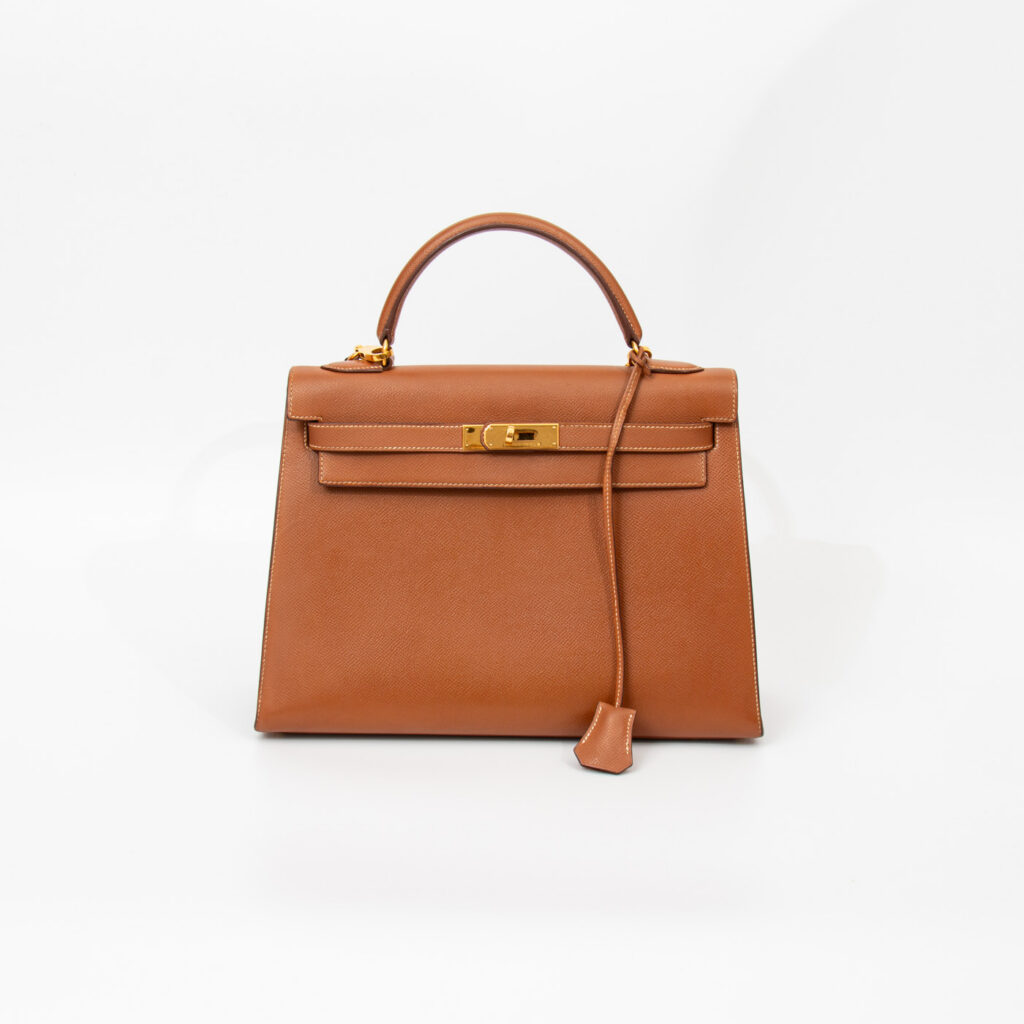 Hermès Tasche Kelly 32 Couchevel Leder Gold Mit Goldener Hardware 1995
