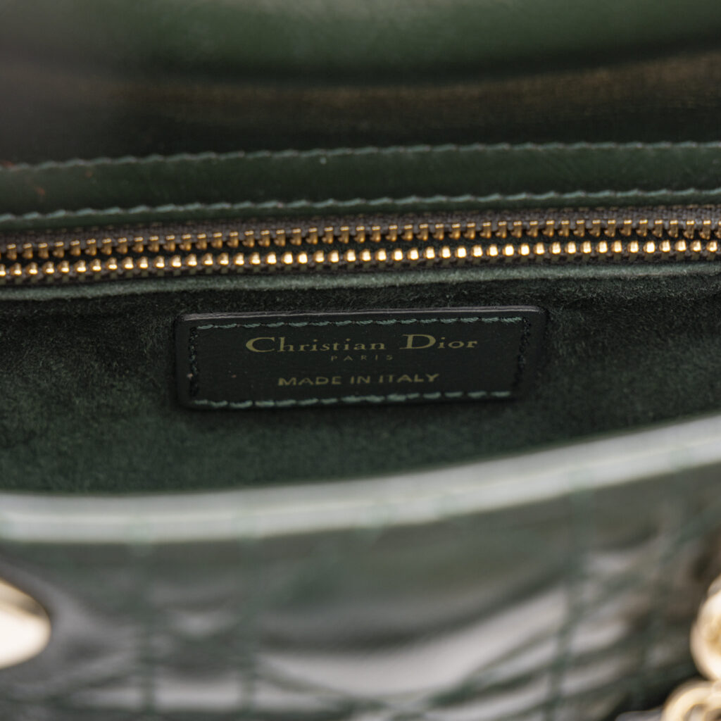 Sac Christian Dior My Lady Dior en cuir vert avec finitions dorées