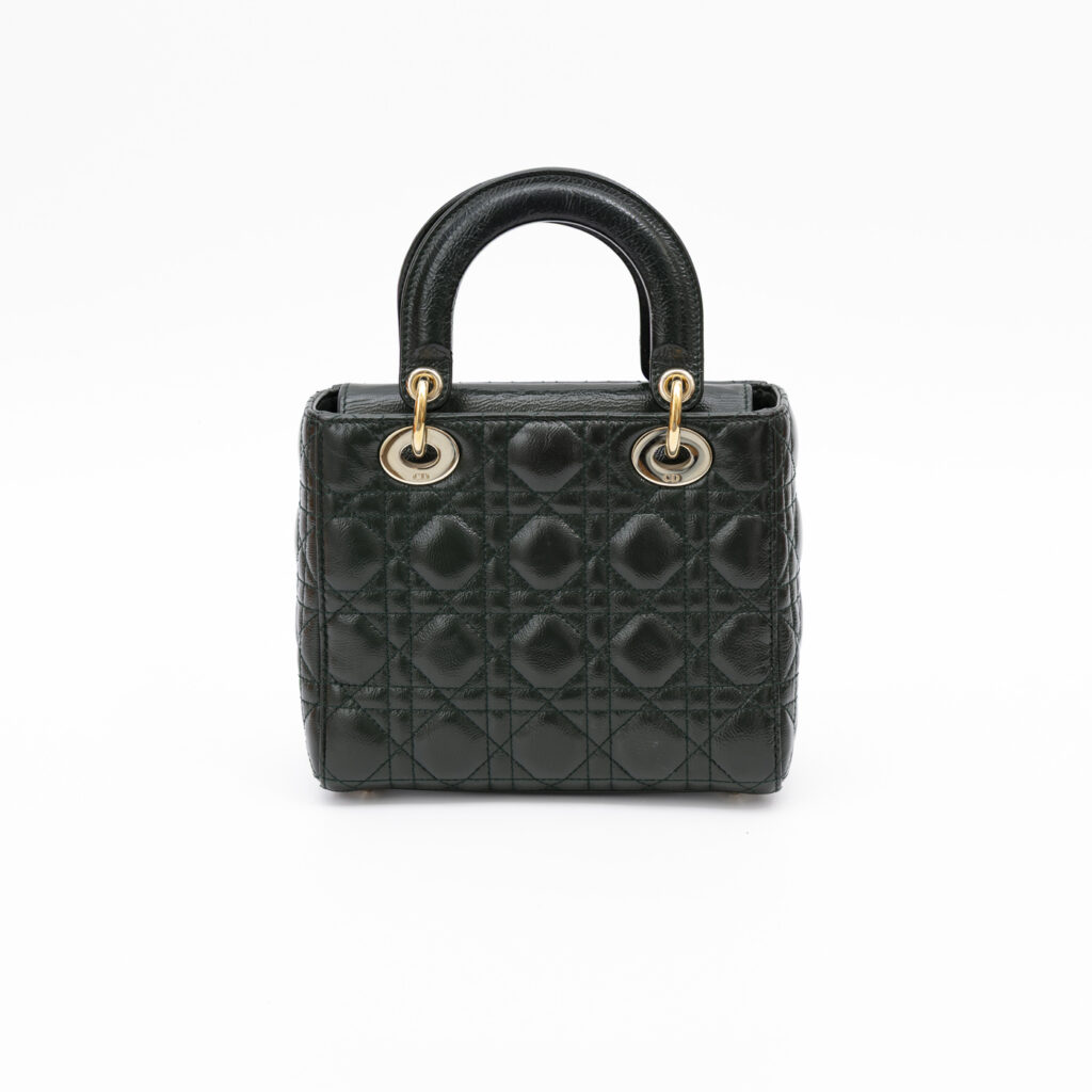 Sac Christian Dior My Lady Dior en cuir vert avec finitions dorées