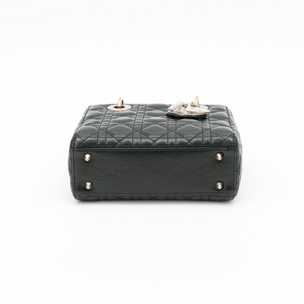Sac Christian Dior My Lady Dior en cuir vert avec finitions dorées