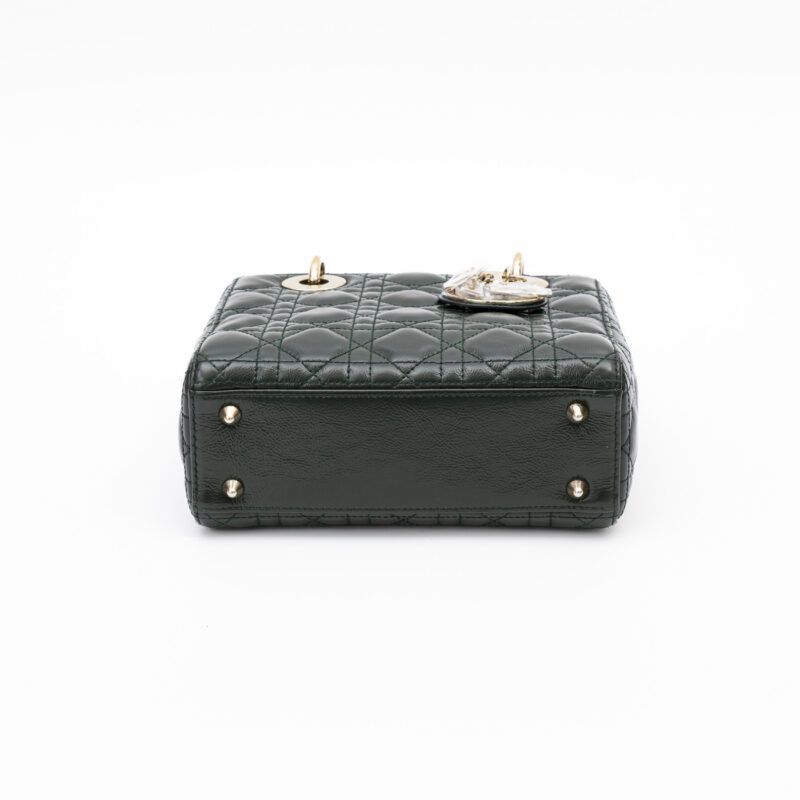 Sac Christian Dior My Lady Dior en cuir vert avec finitions dorées – Image 5