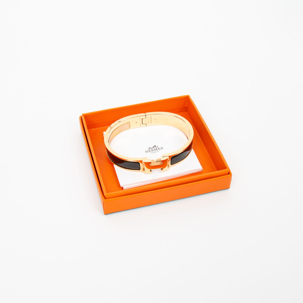 Hermès Clic H Armband Bangle Metall Gold Schwarz