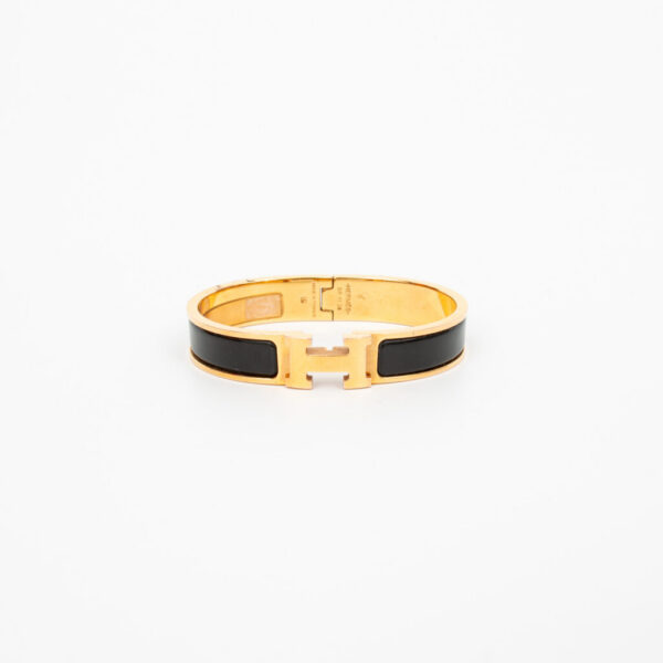 Hermès Clic H Armband Bangle Metall Gold Schwarz