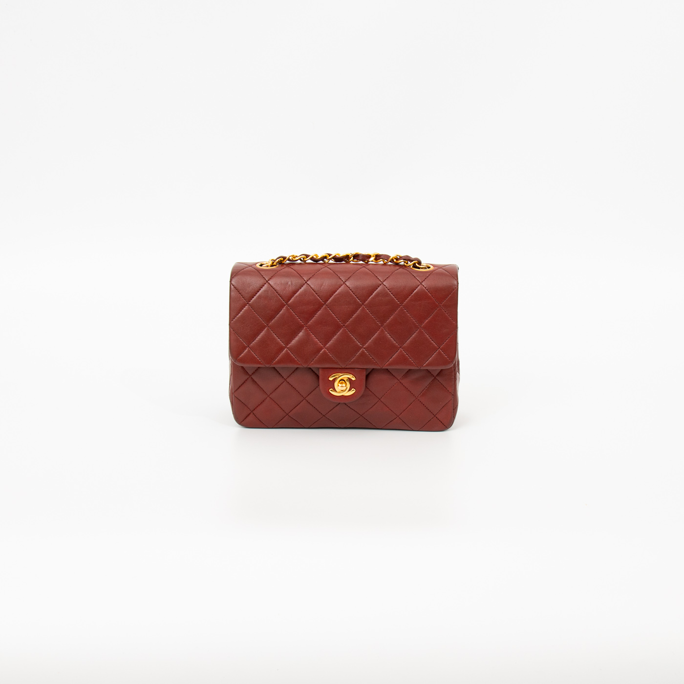 Chanel handbag, single flap, lambskin, fawn brown with gold hardware