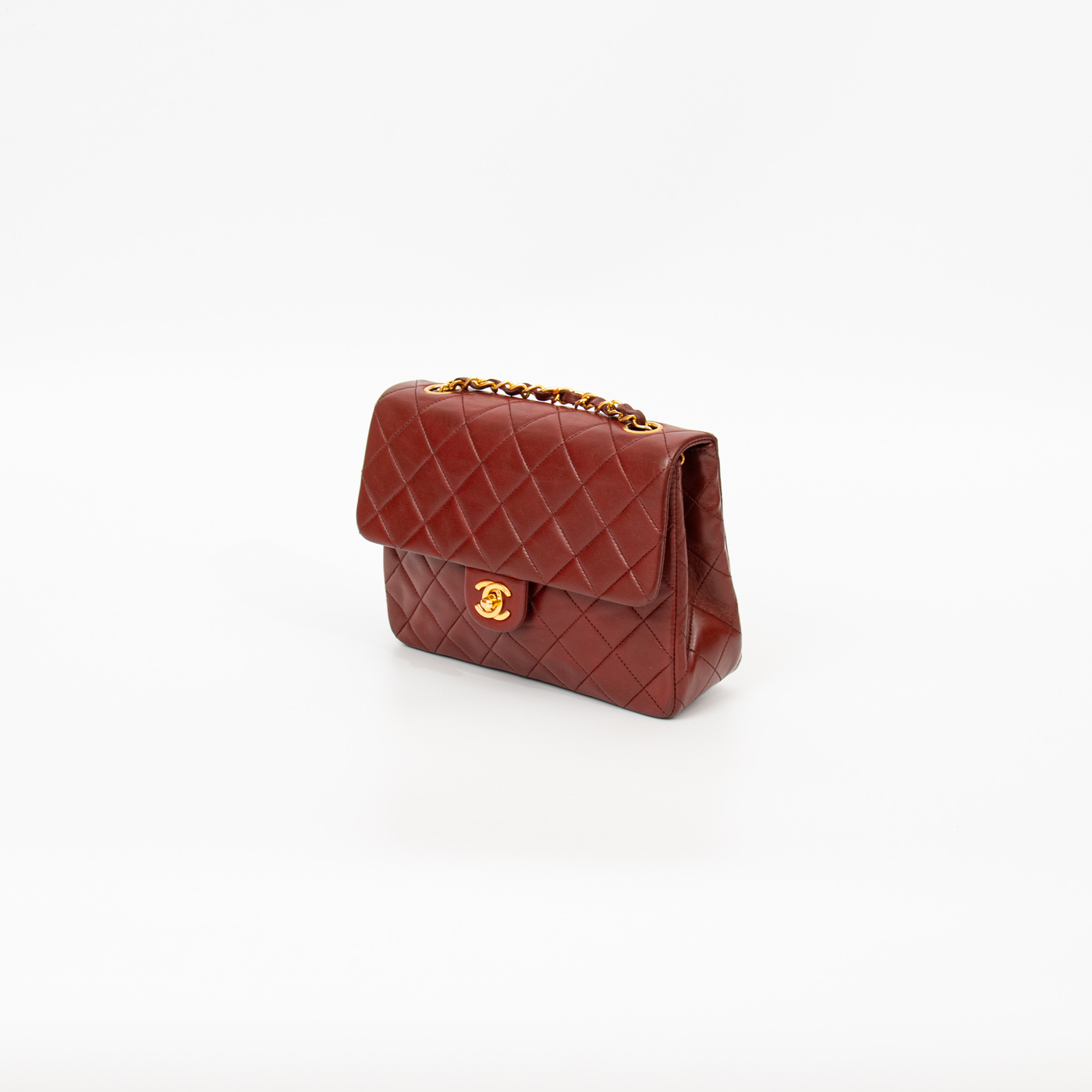 Chanel handbag, single flap, lambskin, fawn brown with gold hardware – Image 2
