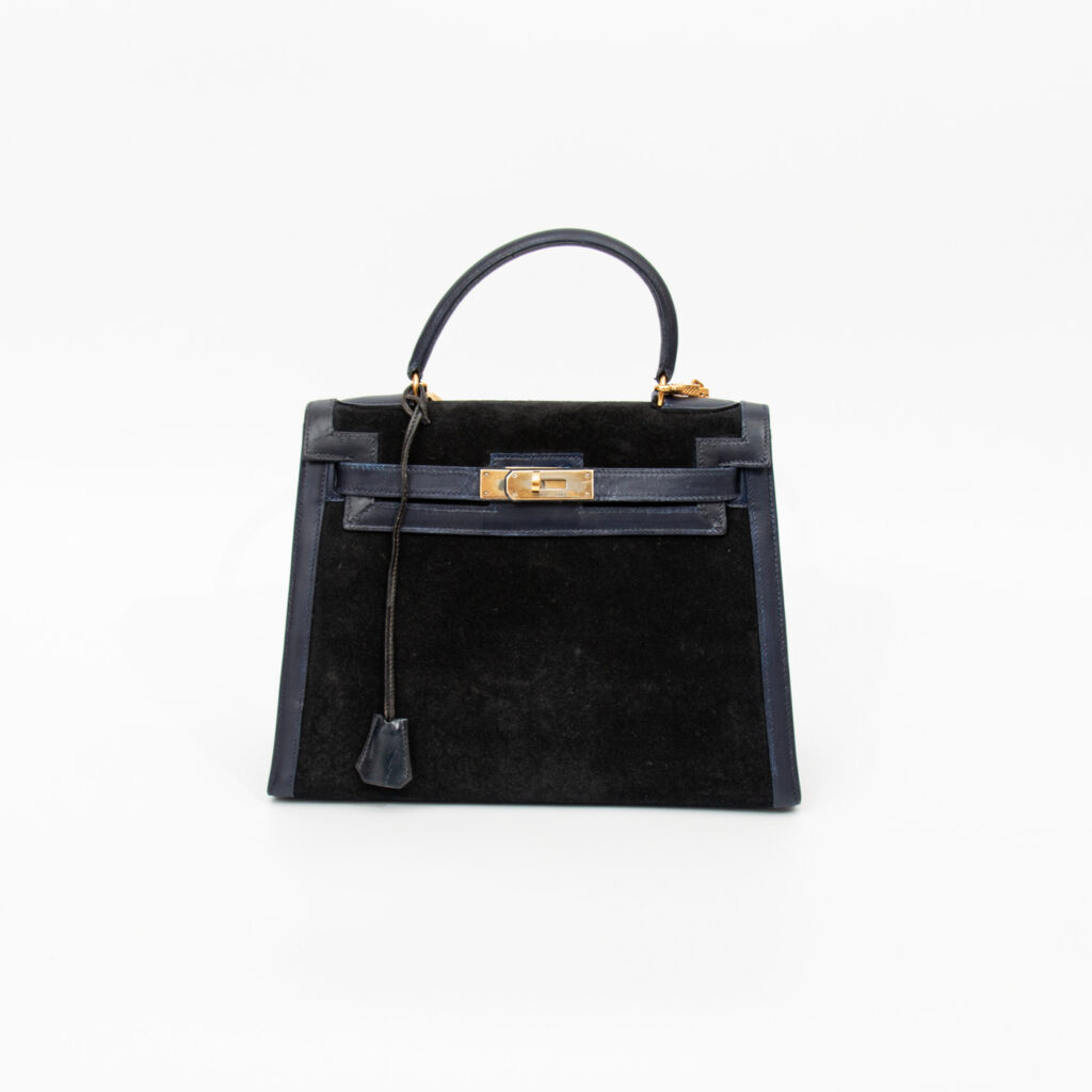 Hermès Tasche Kelly 28 Doblis Boxcalf Blau Mit Goldener Hardware 1980