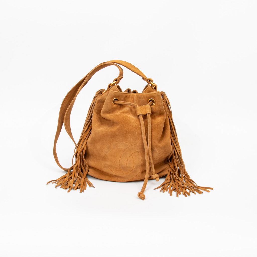 Chanel Fringe Bucket Bag Tasche Beige