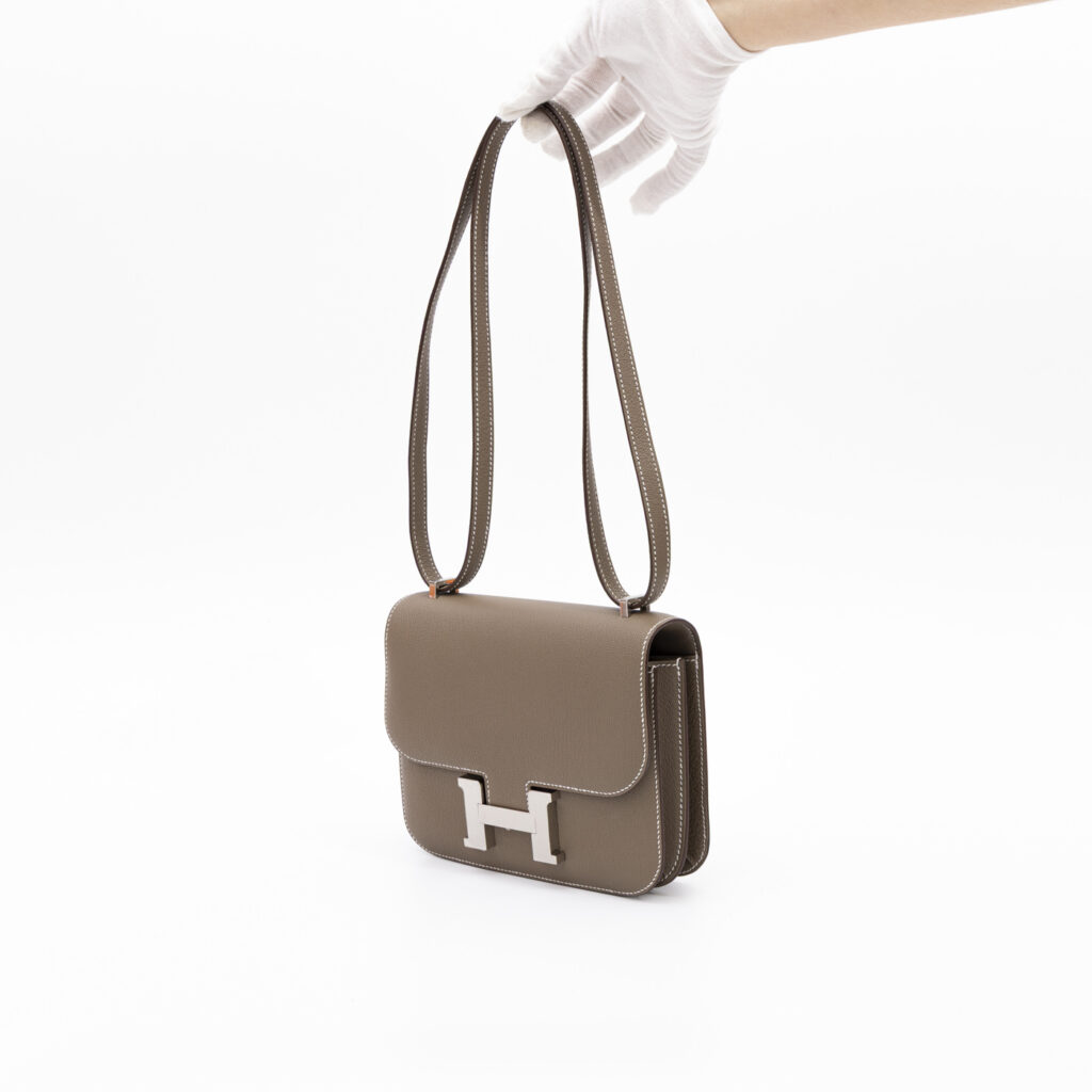 Hermès Constance Mini Chèvre Mysore Cuir Étoupe Palladium Hardware Bag