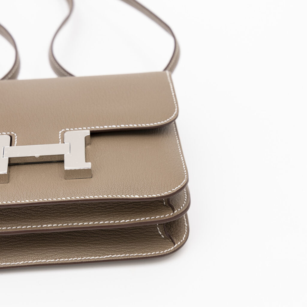 Hermès Constance Mini Chèvre Mysore Cuir Étoupe Palladium Hardware Bag