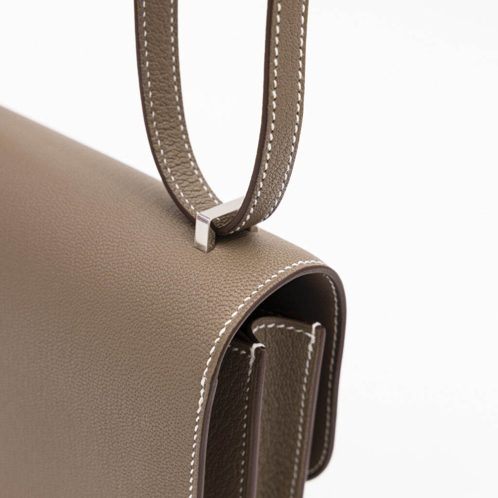 Hermès Constance Mini Chèvre Mysore Cuir Étoupe Palladium Hardware Bag
