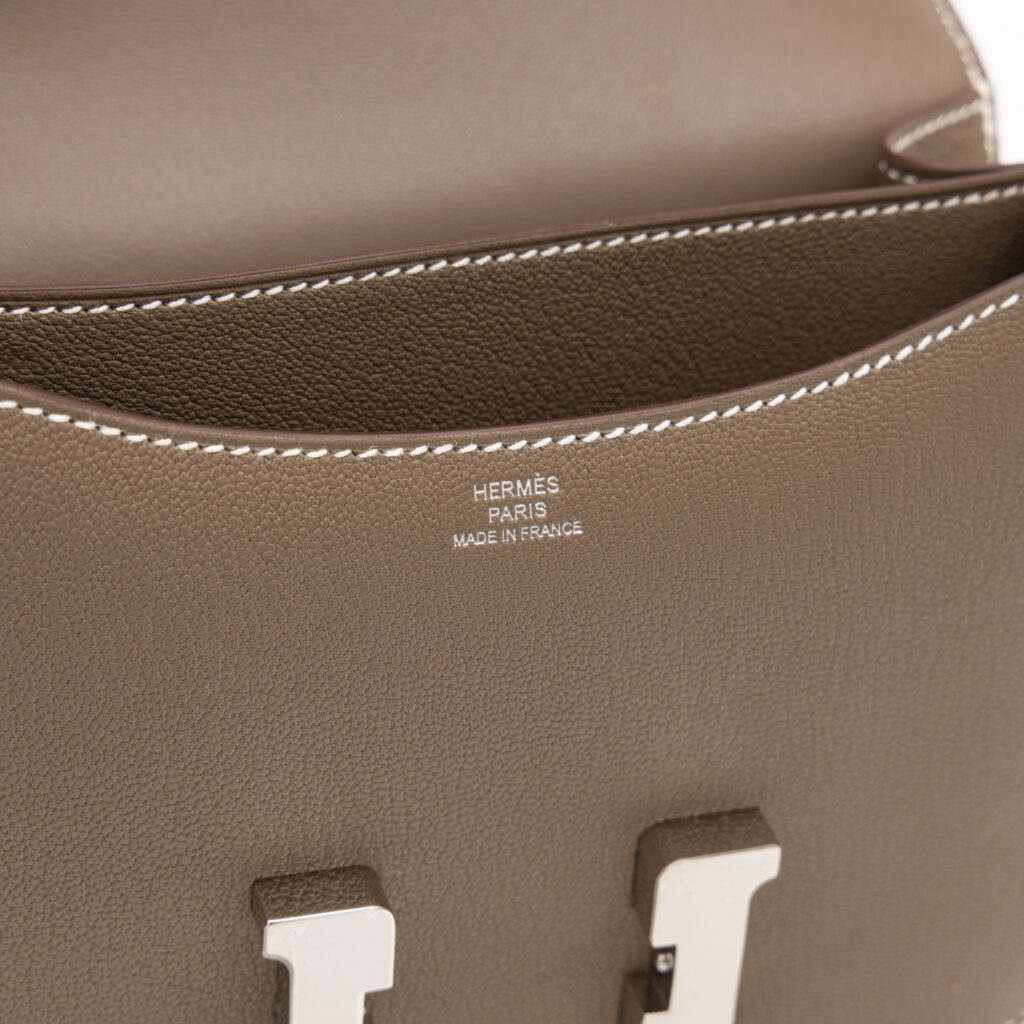 Hermès Constance Mini Chèvre Mysore Cuir Étoupe Palladium Hardware Bag