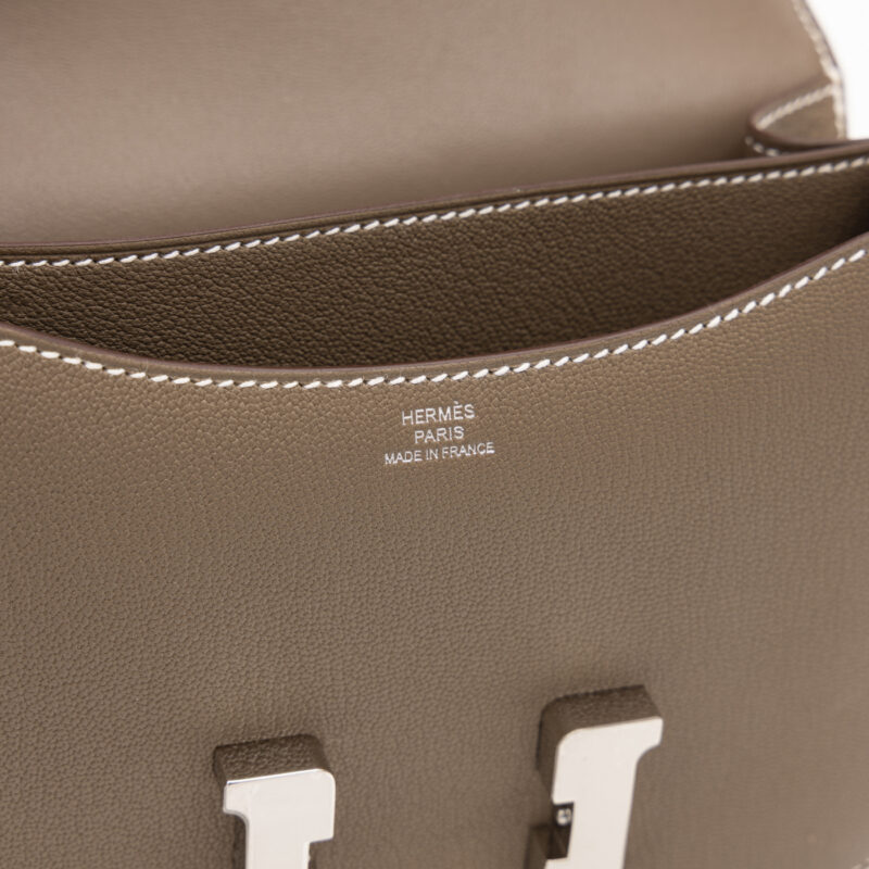 Hermès Constance Mini Chèvre Mysore Cuir Étoupe Palladium Hardware Bag - Image 9