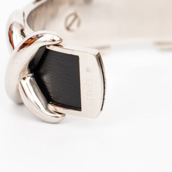 Hermès Armband Cross Bangle Leder Schwarz