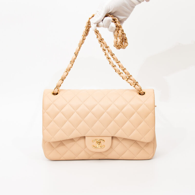 Chanel Tasche Timeless Jumbo Beige Mit Goldener Hardware 2011 14764889 – Bild 6