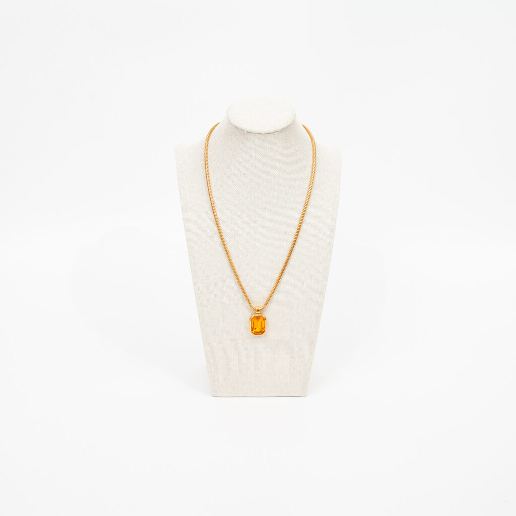Dior Vintage Collier Halskette Gold mit Citrin Orange Kristall