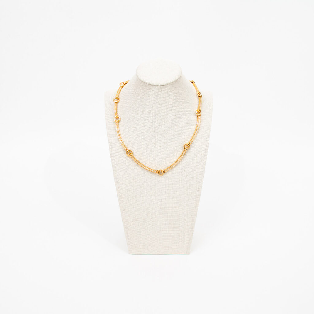 Dior Vintage Collier Halskette Gold mit Kristallen