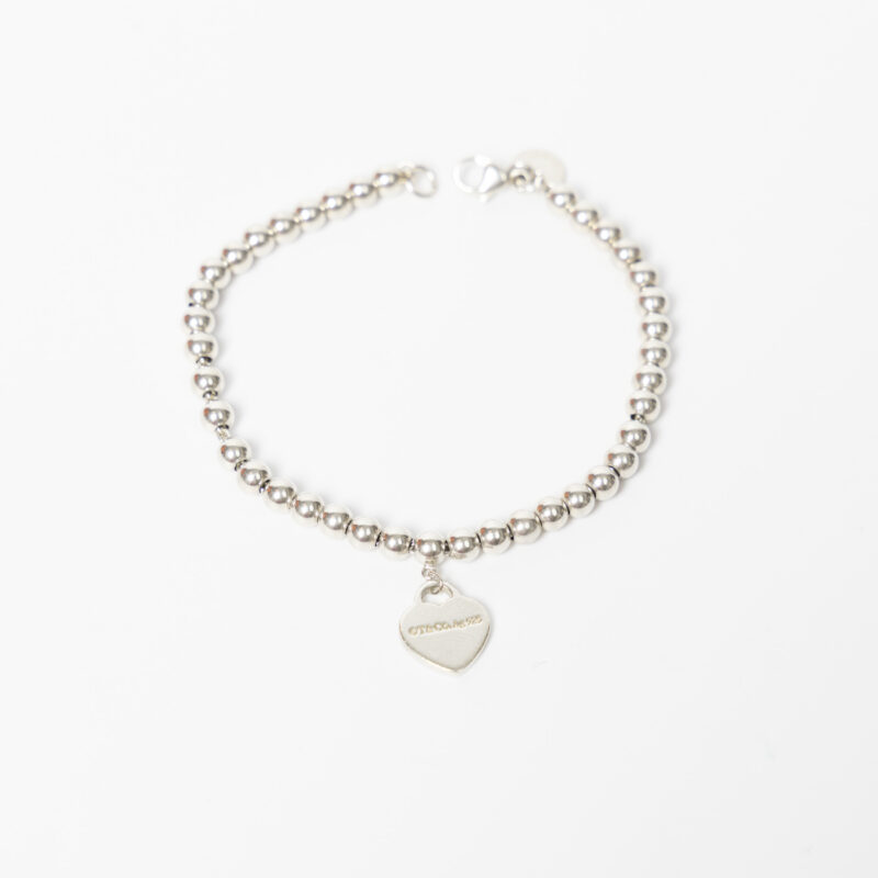 Tiffany Kugel Armband Silber mit Herz Anhänger – Bild 1