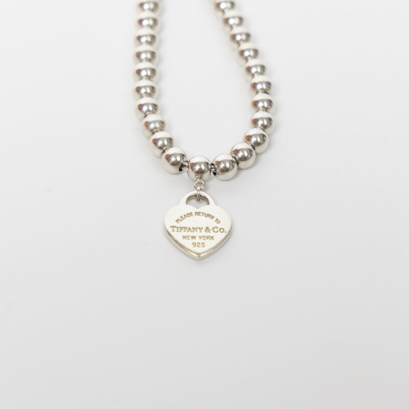 Tiffany Kugel Armband Silber mit Herz Anhänger – Bild 4