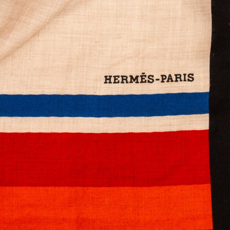 Hermès Schal Carré Géant Cheval À La Couverture Cashmere Seide Beige – Bild 3