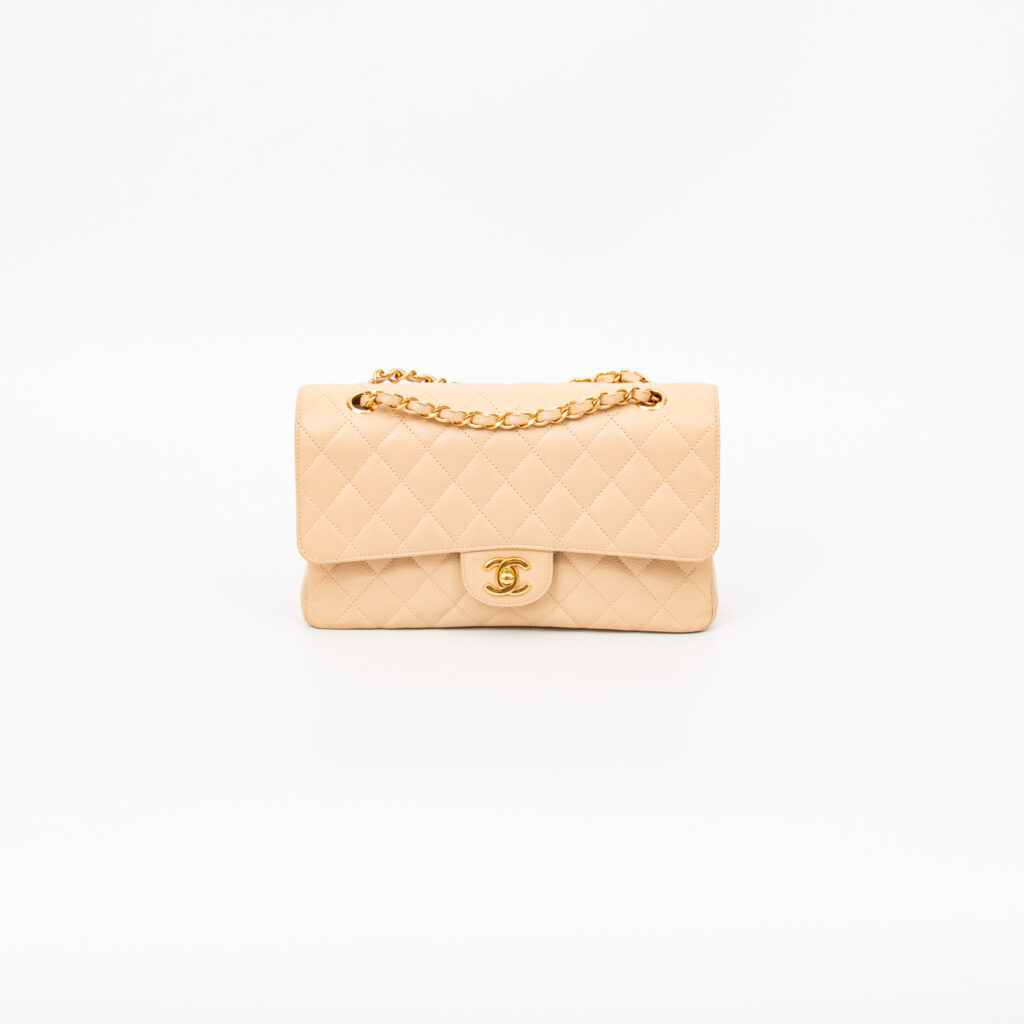 Bolso Chanel Timeless Double Flap mediano color caviar beige 2011-2012 15987681