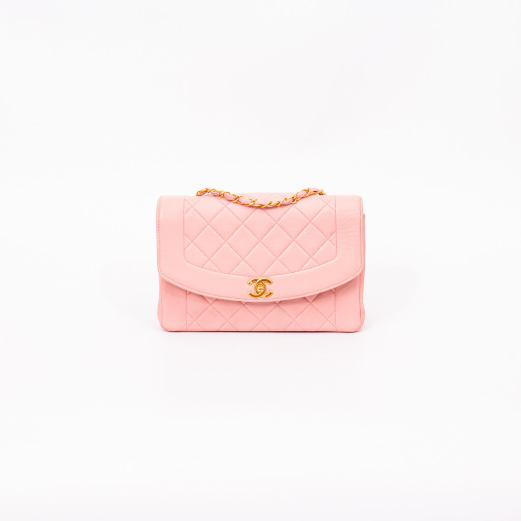 Chanel Diana Single Flap Piel de cordero rosa 1996-1997 47803440