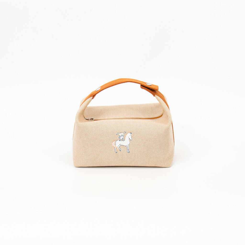Hermès Bride à Brac Kosmetik Tasche Clutch Beige Canvas Cabriole