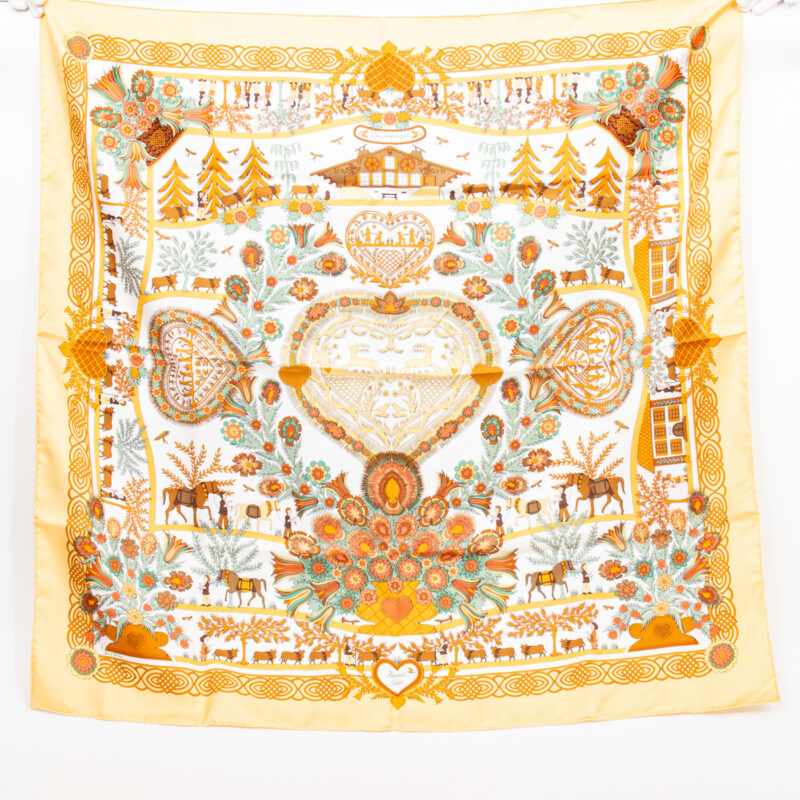 Hermès Seidenschal Carré 90 D Ecoupages Gelb – Bild 1